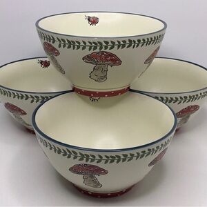 4 Cereal Bowls 
Spectrum Ceramic 6” Mushroom New Red and White Lady Bees
